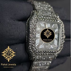 Reloj de Lujo para Mujer Pahal Jewels, con Diamantes Cuadrados, Acero Inoxidable, Cuarzo Analógico, Esfera de 30 mm, Cristal de Zafiro, Cierre de Mariposa - Product Image 4