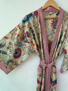 Bata Kimono de Algodón Suave con Estampado de Dibujos Animados para Mujer, Camisón de Verano Hecho a Mano ODM con Cuello en V y Cintura Elástica de Longitud Completa - Product Image 4