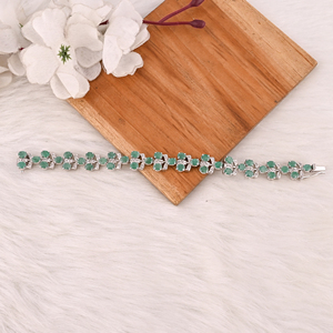 Emerald & CZ Gemstone 925 Sterling Silver Stylish <b>Bracelet</b> Handmade Luxury Jewelry for Unisex - Product Image 2