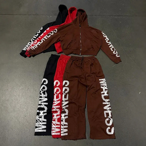 Ensemble de survêtement de luxe orné de strass, sweat à capuche et pantalon pattes d'éléphant - Product Image 5