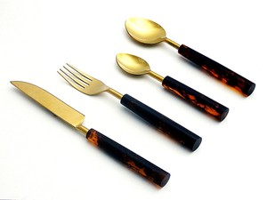 Ensemble de couverts de style européen avec manche en résine, design osseux, finition miroir, durable, pour mariage, hôtel, restaurants, vaisselle de table - Product Image 6