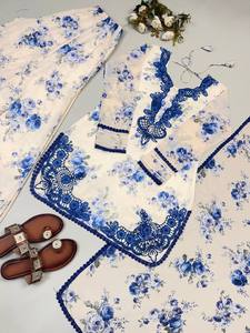 TENNECY lanza un nuevo conjunto de dupatta y pantalón palazzo de georgette sintética elástica, sin arrugas, para fiestas, bodas o uso casual. - Product Image 3