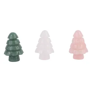 High Quality Natural Gemstone Hand Carving Crystal Christmas Tree For Decoration Gift