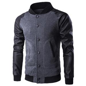Chaqueta Universitaria Negra de Alta Calidad al por Mayor con MOQ Bajo para Hombre, con Mangas de Cuero, Parches Personalizados y Bordados, Chaqueta de Béisbol - Product Image 5