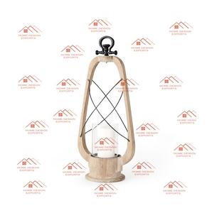 Lanterne en bois et en verre de haute qualité de conception nordique faite à la main pour la décoration intérieure support de lampe de foudre décoratif extérieur - Product Image 1