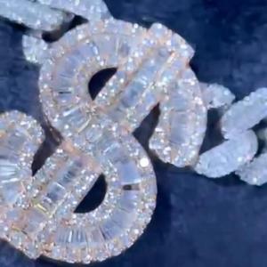 Chaîne cubaine en argent sterling 925 plaqué or avec moissanite, bijoux de mode hip-hop pour soirée - Product Image 1