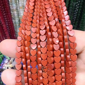 Perles de jaspe rouge naturel 6 mm, perles en forme de cœur, 15 pouces, pour la fabrication de bijoux DIY, fournitures et accessoires d'artisanat - Product Image 2