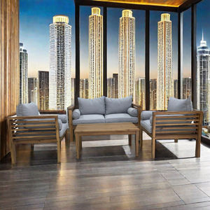 Juego de sofá convertible de madera minimalista moderno con cojines suaves para sala de estar Características de hotel Diseño de esquina para estilo formal - Product Image 5