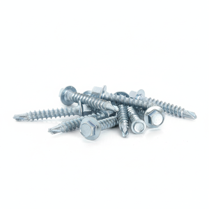 สกรูเจาะยึดแบบหัวหกเหลี่ยม PDC รุ่น 14 พร้อมแหวนรองหกเหลี่ยม เกลียวหยาบ เหล็กกล้าคาร์บอนชุบสังกะสี ระดับ 4.8 6.8 - Product Image 1