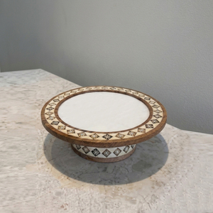 Handcrafted Bone Inlay Wood Cake Stands <b>Set</b> Of 2 Round Shape Geometric Design Durable & Premium Export Quality For Serving Cakes - Product Image 2