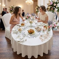 Charmante nappe ronde en coton brodée avec des motifs de lavande, nappe botanique vintage pour réception de mariage et décoration de la maison