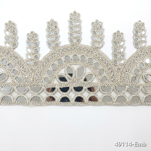 Mirror Embroidered Voile <b>Lace</b> with Mirrors for Sarees Lehengas Dresses Shoes-Eco-Friendly Vintage Handmade Craft Supplies - Product Image 1