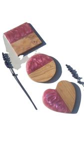 Dessous de verre élégants en bois d'acacia et en résine, sous-verres ronds pour le salon, le bar et le café - Product Image 2