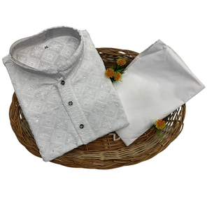 Conjunto de kurta y pijama étnico para hombre, confeccionado en tela de rayón, ideal para fiestas, bodas y reuniones culturales. - Product Image 1