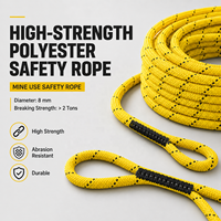 Corde statique en polyester de 8 mm pour travaux en altitude, escalade, sauvetage, corde de sécurité tressée, corde d'urgence, extrémité bouclée, résistance à la traction