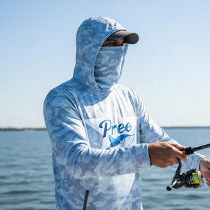 Camiseta de Pesca con Capucha UPF 50, Estampado por Transferencia de Calor, Ligera, de Poliéster y Spandex, Protección UV, Manga Larga, para Hombre, para Actividades al Aire Libre - Product Image 5