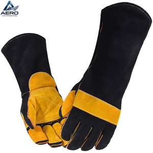 Guantes de Seguridad para Soldadura de Doble Color, Resistentes a la Abrasión, de Alta Resistencia, Personalizados, con Manga Larga Negra y Agarre Reforzado Amarillo - Product Image 1
