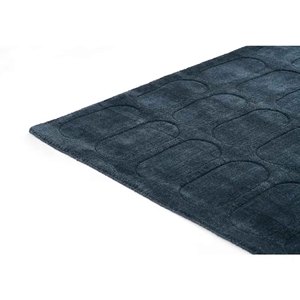 Modern Navy Blue Geometric Area Rug Oval Pattern Hand Tufted Minimalist Living Room Bedroom Custom Size Wool Carpet Home Decor - Product Image 5