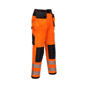RICSA Men's Reflective High Visibility Polyester <b>Work</b> <b>Pants</b> <b>Cargo</b> Pockets CE Certified Industrial Use Needle Detection Heat - Product Image 3