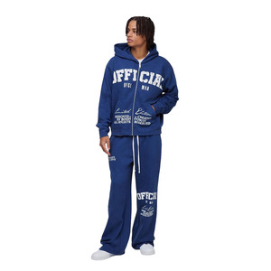 Survêtements personnalisés épais pour hommes – Ensembles mode hiver décontractés avec sweats à capuche chauds en polaire épaisse, veste et pantalon 2 pièces pour le jogging - Product Image 1