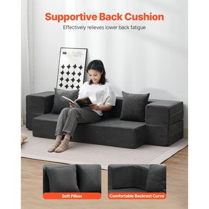 Divano Letto Pieghevole 3-in-1 Convertibile con Schiuma Memory ad Alta Densità 25D e 3 Cuscini Lavabili - Product Image 4