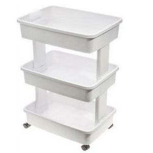 Carrello Portabiancheria a 3 Ripiani in Plastica, Organizzatore Multiuso Bianco Artico - Product Image 3