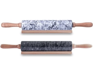 Rodillo de amasar de mármol blanco con tonos negros para uso en la cocina, clases de cocina y preparación profesional de masa, procedente de la India. - Product Image 4