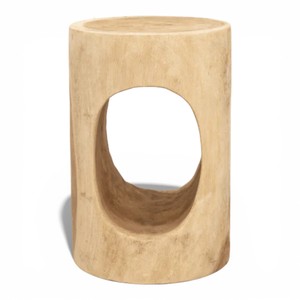 Tabouret creux en bois de Suar massif naturel sculpté à la main, table d'appoint moderne, table d'appoint ronde en bois pour le salon, la maison, la décoration d'hôtel - Product Image 6