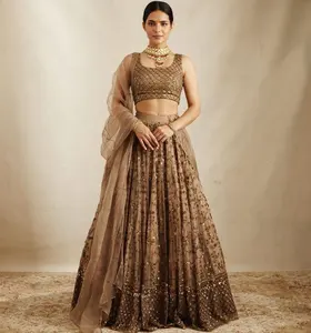 Fulpari cửa hàng lễ hội này mùa oft net với chuỗi thêu lehenga choli cho bữa tiệc/sangeet/đám cưới mặc cho phụ nữ