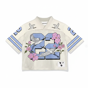 T-shirt unisexe surdimensionné à col en V, coupe courte, en maille, à séchage rapide, avec logo personnalisé, style rétro, maillot de football américain, manches courtes, imprimé, grande taille - Product Image 3