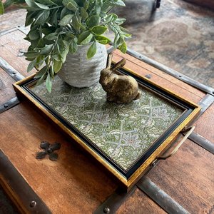 Modern <b>Walnut</b> Wood Tray Handmade Vintage Floral Decorative Serving Tray with Handles Rustic Wooden Ottoman Coffee <b>Table</b> Tray - Product Image 5