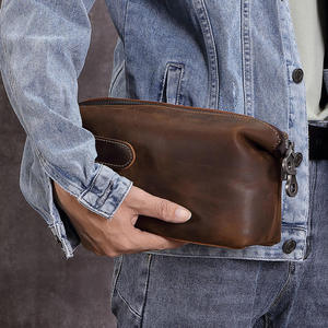 Customized Men's Fashion Luxury <b>Shaving</b> <b>Kit</b> Organizer Portable Premium Leather Dopp Bag Soft Handle Large Capacity Zipper - Product Image 3