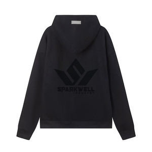 Sudadera con Capucha Negra Extra Grande para Hombre, de Algodón French Terry, Informal, de Manga Larga, para Otoño e Invierno, con Estampado en la Espalda - Product Image 1
