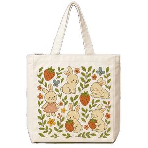 Fourre-tout portable élégant en coton écologique et polyester pour femmes fermeture personnalisée logo personnalisé taille de couleur personnalisée sacs en toile - Product Image 1