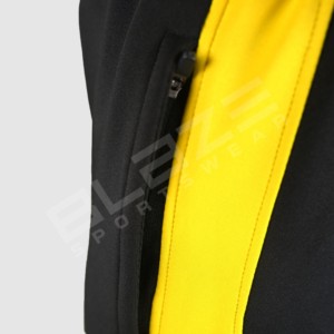 Men's <b>Black</b> Green Yellow Color Blocking Hooded Tracksuit Full Zipper Sporty Sweatshirt and <b>Pants</b> Set with Logo Front - Product Image 5