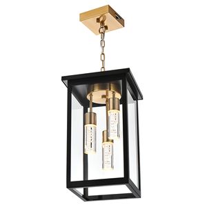 5CCT LED <b>Large</b> Outdoor Pendant Light Fixtures with Integrated 3-Light Black Brass Hanging <b>Lantern</b> Includes LED Integrated Bulbs - Product Image 2
