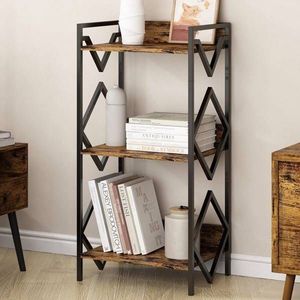 Piccola libreria in metallo a 3 livelli rustica da libreria da tavolo Organizer per ufficio soggiorno camera da letto-per un piccolo spazio - Product Image 2