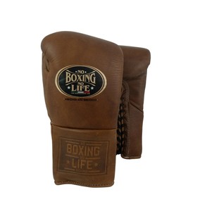 ถุงมือชกมวยหนังวัวแท้สีน้ำตาล ยี่ห้อ RTS รุ่น No Boxing No Life แบบผูกเชือก สำหรับฝึกซ้อมและแข่งขัน สำหรับผู้ใหญ่ รหัสสินค้า CP-BG-148 ขายส่ง - Product Image 1