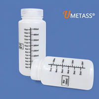 Botella de Boca Ancha de HDPE de 8oz/16oz con Escala Graduada y Tapa de PP, Recipiente para Muestras Químicas para Uso en Laboratorio, Suministro de Fábrica