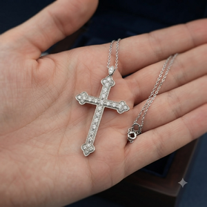 Trendy Minimalist Jewelry 14K <b>Solid</b> <b>Gold</b> Iced Jesus Cross <b>Pendant</b> Necklace Custom Natural Diamond Christian Religious Fine Charm - Product Image 5