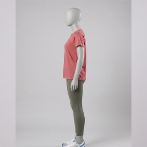 Ensemble de vêtements de sport pour femmes, haut court, legging coupe classique, 2 pièces, tissu polyester/coton, séchage rapide, fermeture éclair vintage - Product Image 5