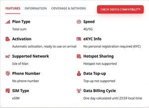 แพ็กเกจอินเทอร์เน็ตสำหรับเดินทางแบบไม่จำกัด 4G/5G บนเกาะแมน พร้อมรหัส QR สำหรับเปิดใช้งาน ระยะเวลา 3/5/7/10/15 วัน - Product Image 2
