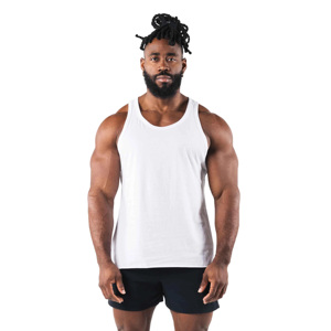 High Quality Men's White Cotton Tank <b>Top</b> O-Neck Solid Plain Knitted Sleeveless Casual Sporty Style Workout Wear - Product Image 1