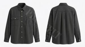 Camisa de Vestir de Manga Larga a Rayas con Diseño Personalizado Transpirable, Camisa de Trabajo con Botones, Mezcla de Algodón, Corte Entallado, Camisa de Vestir Formal - Product Image 3
