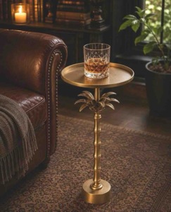 Modern Black Gold Aluminium Tripod <b>Side</b> <b>Table</b> Classical Spindle Stem Accent Desk Decorative Living Room <b>Sofa</b> Drink Coffee Stand - Product Image 3