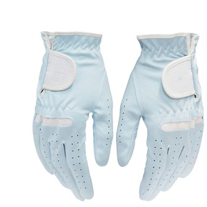 <b>Light</b> Blue Microfiber Golf Gloves Breathable Full Finger <b>Pull</b>-On Unisex Sports Glove - Product Image 1