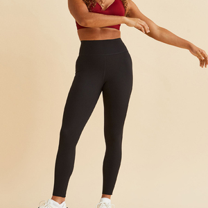 Leggings taille haute sans couture pour femme, longs, noirs, tricotés, extensibles, pour le sport et le yoga, toutes saisons - Product Image 1