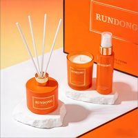 Set Hadiah Aromaterapi Kotak Mewah Hijau Dengan Botol Semprot Lilin Diffuser Reed Pita untuk Hadiah Liburan Perusahaan