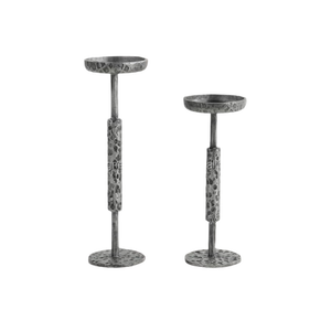 Supports de piliers en aluminium forgés à la main – Cônes texturés argentés de style brutaliste - Product Image 1