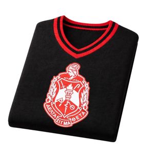 Maglione Nero in Lana con Scollo a V Delta Sigma Theta per Donne, Vestibilità Comoda, Tessuto Premium, Abbigliamento Casual per Confraternite Greche - Product Image 6